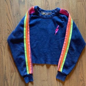 Women’s aviator nation Bolt cropped sweatshirt size XS blue